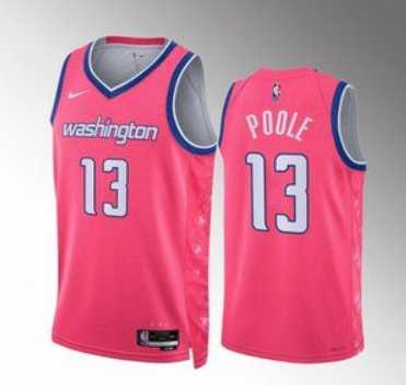 Men%27s Washington Wizards #13 Jordan Poole Pink Cherry Blossom City Edition Limited Stitched Basketball Jersey Dzhi